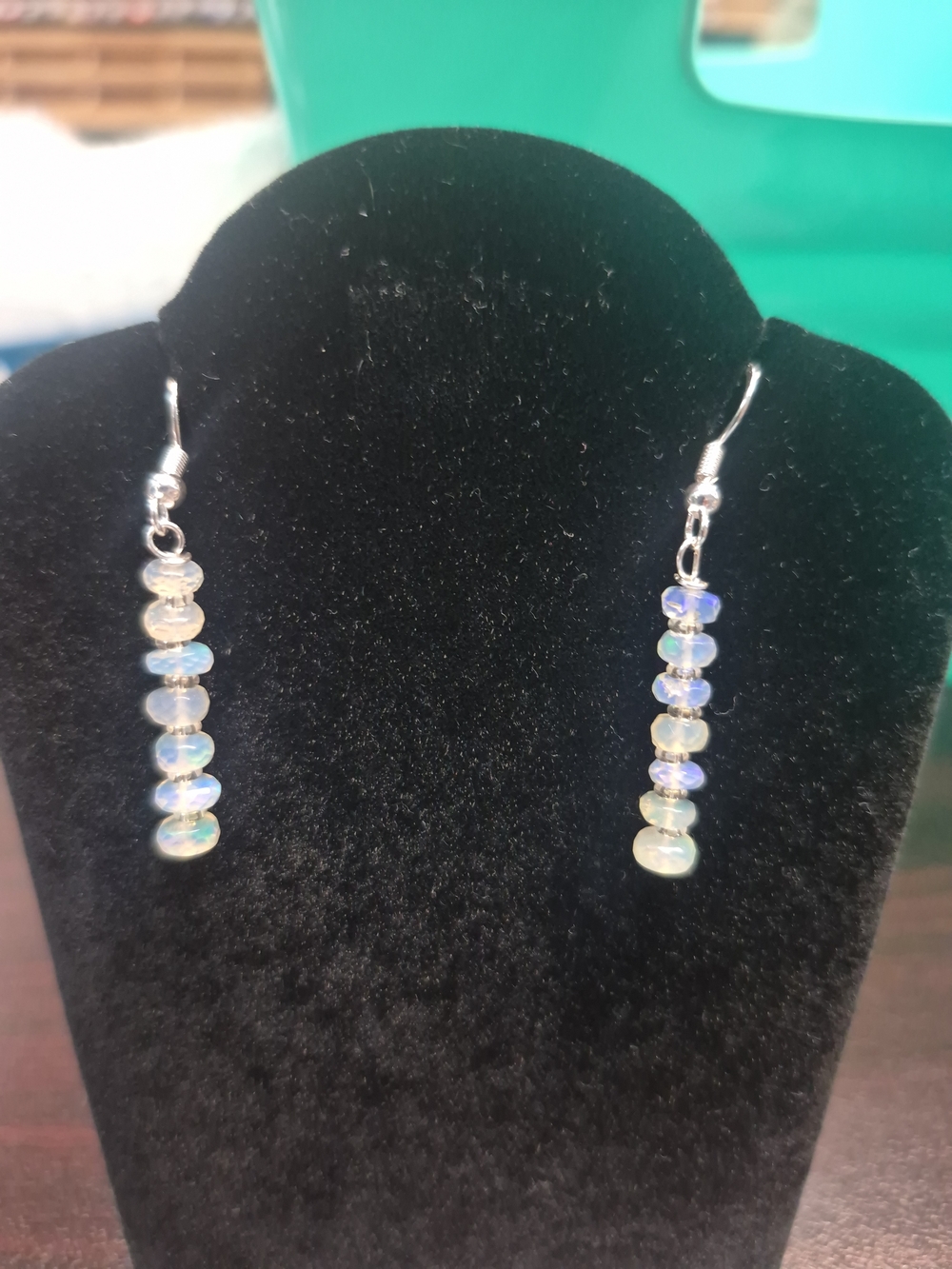 Opal Heishi Bead Earrings With Sterling Silver Hooks